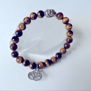 Tigers Eye Lotus Blossom Buddha Bracelet